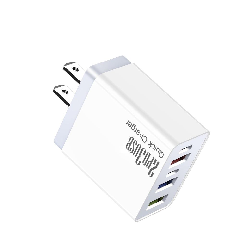 Быстрое зарядное устройство для Android и Apple - 3 порта USB + 2 порта Type-C, Совместимо с Великобританией, США, ЕС.