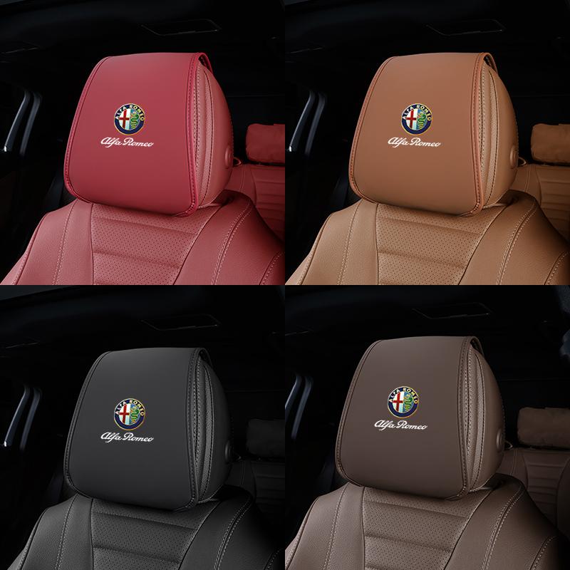 For Alfa Romeo Leather Car Seat Headrest AntiDirty Elastic Pillowcase Protective Cover For Alfa Romeo 4C 159 166 Giulia Giuliett
