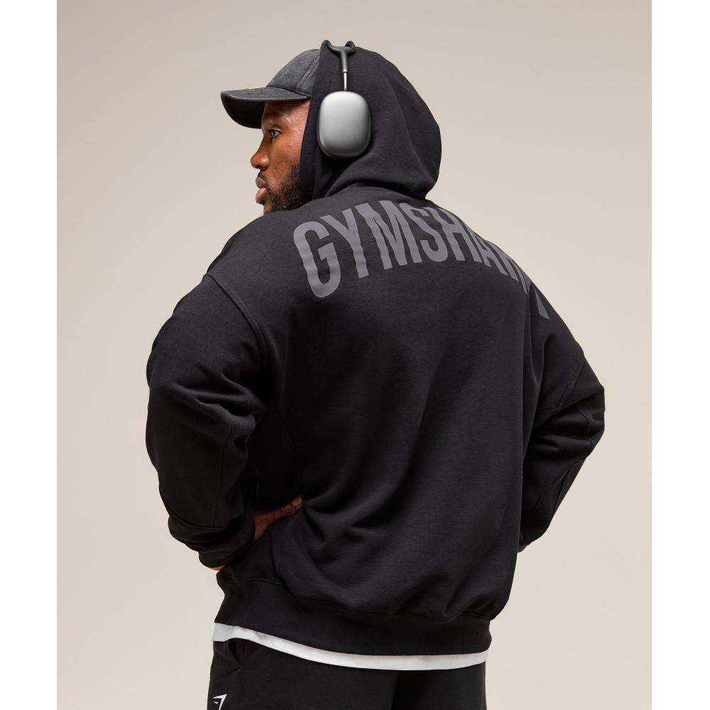 Gymshark Толстовка с капюшоном Power Zip Up, черная A2c9j Bb2j