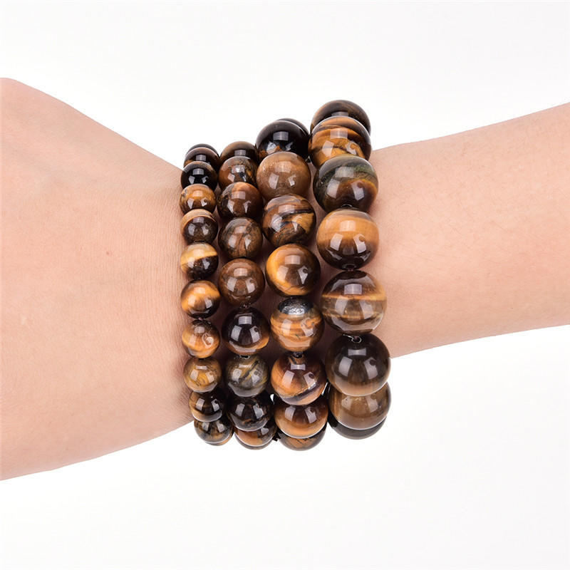 Natural Tiger Eye Stone Lucky Bless Beads Men Woman Jewelry Bracelet Bangle Chic