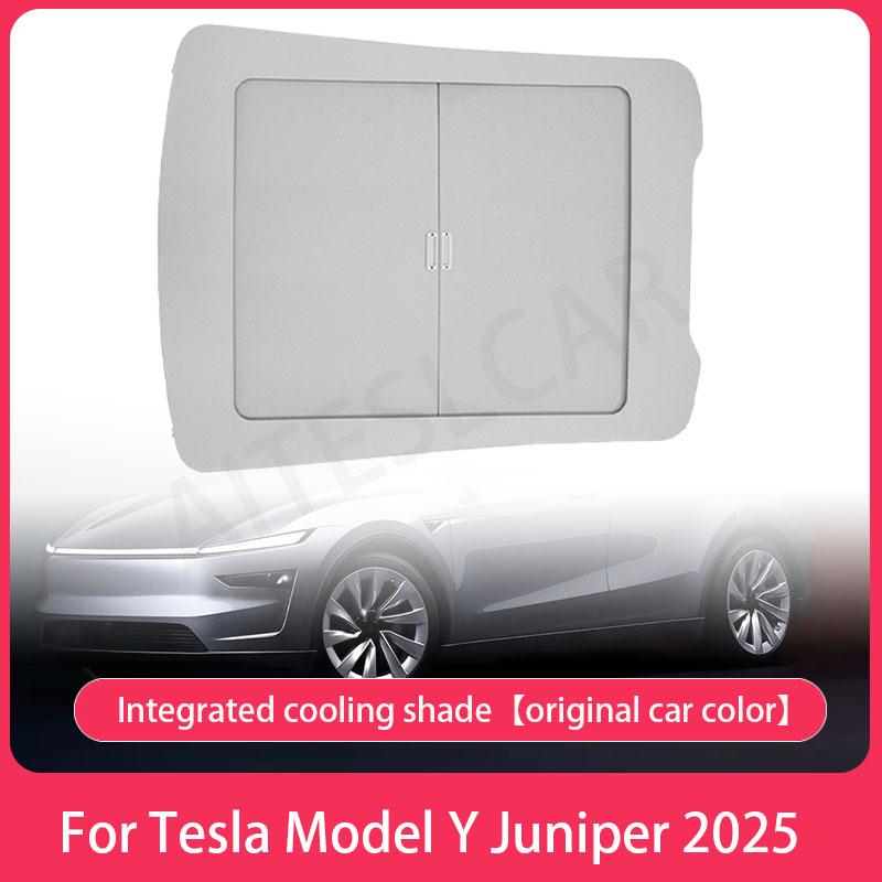 New Retratable Sunshade For Tesla Model Y Juniper 2025 Roof Shade Scroll Original Sun Visor Model Y 2019- 2025 Pleated Sunscreen