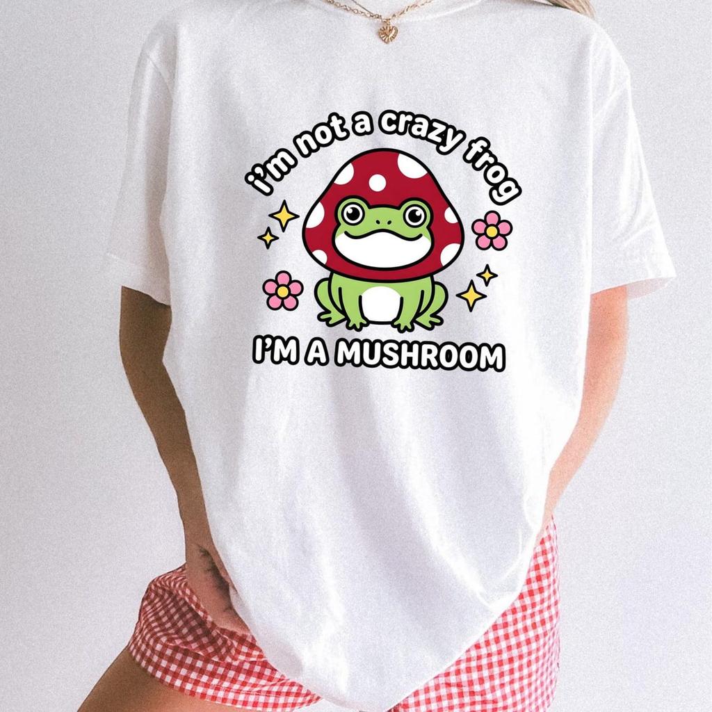 Футболка Crazy Frog, Футболка с грибной лягушкой, Comfort Colors 1717, Лягушка в стиле коттеджкор, Одежда в стиле weirdcore, Забавная футболка с амфибией, Эстетичный топ с жабой