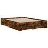 Bed Frame with Drawers Smoked Oak 135 x 190 cm Wood Based Material