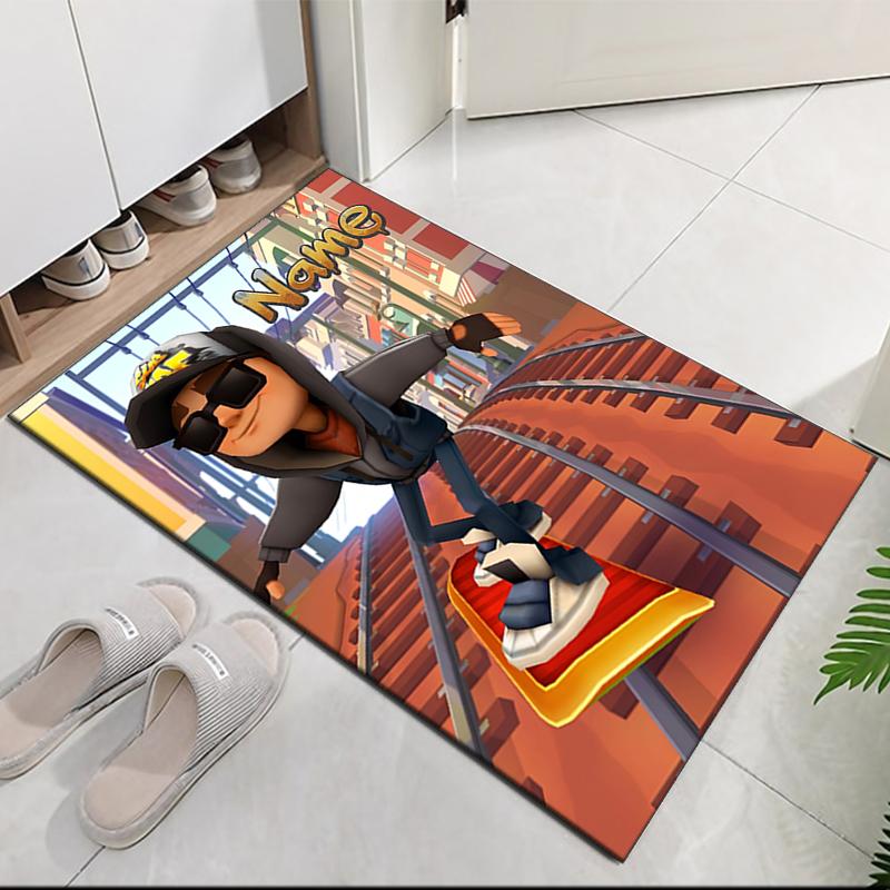 Ковер с принтом Subway Surfers и индивидуальным именем, Коврик для офисного кресла, Гостиной, Спальни, Кухни, Декор, Подарки.