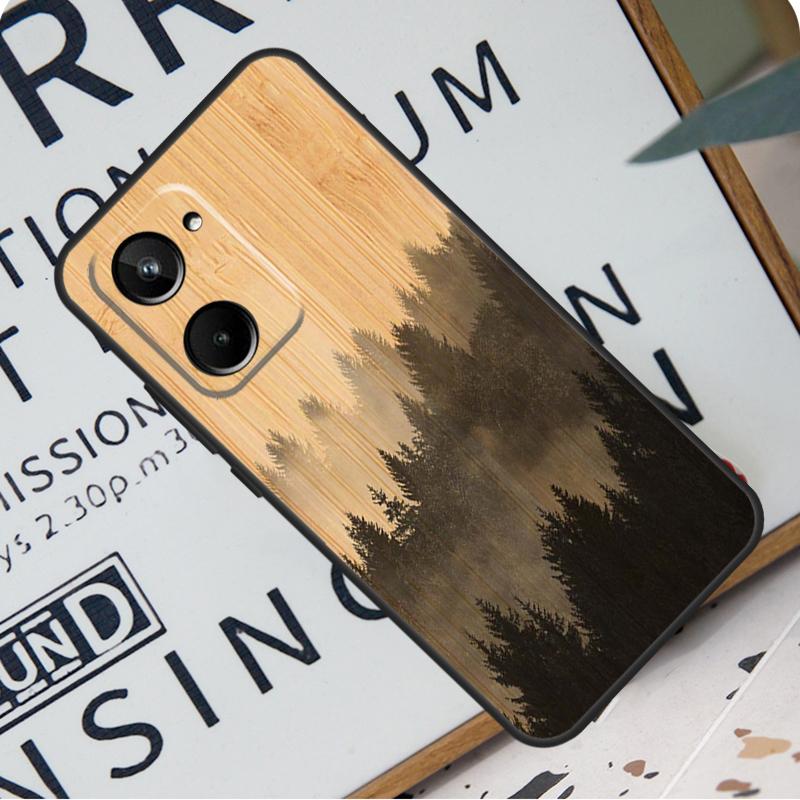 Чехол из бамбукового дерева и дерева для Realme C67 C55 C53 C51 C35 C33 C31 C30 C25s C21Y GT Neo 6 GT5 9 10 11 12 Pro Plus