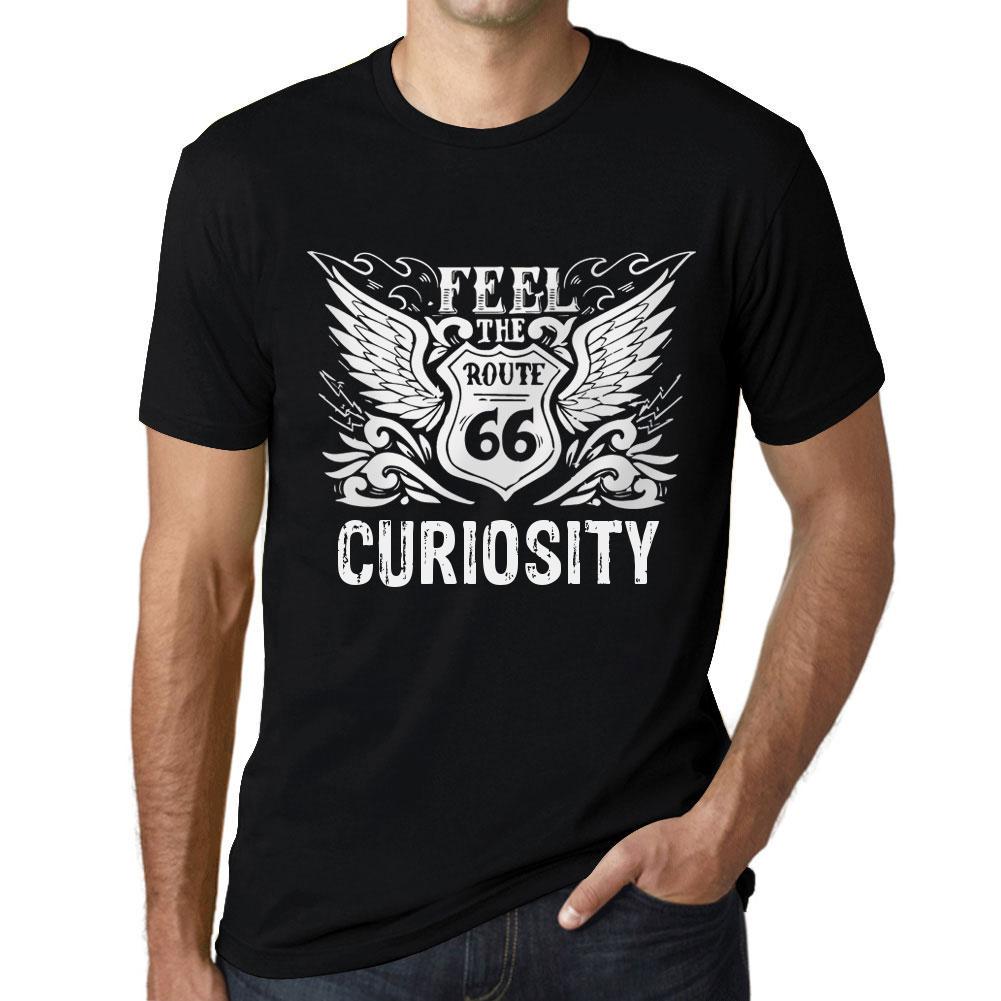 Men’s Vintage Tee Shirt Graphic T Shirt Feel The Curiosity Deep Black White Text