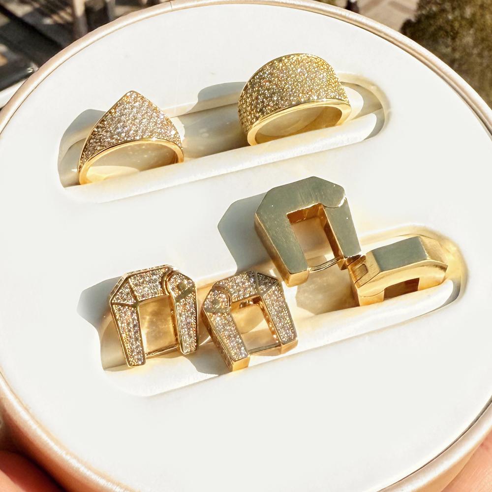 Luxury Geometric Hexagram Shape Hoop Earring Two Size High Quality Gold Plated Fashion Ear Jewelry