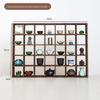 Wall-Mounted Solid Wood Curio Display Shelf – Grid Storage Rack for Teacups & Master Cups