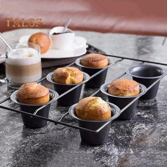 Popover Cake Pan Non-Stick Muffin Cupcake Bakeware for Oven Baking Vertical Cup Design 6-Cavity Versatile Waffle Pudding Pan