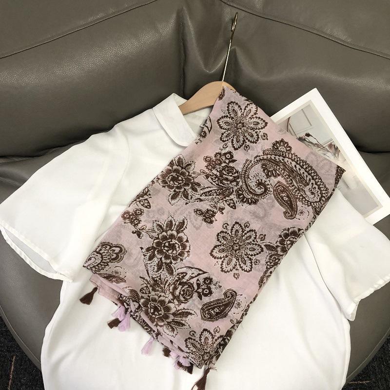 Fashion Luxury Brand Ombre Big Floral Tassel Viscose Shawl Scarf Lady Soft Thin Beach Wrap Pashmina Stole Bufandas Muslim Hijab