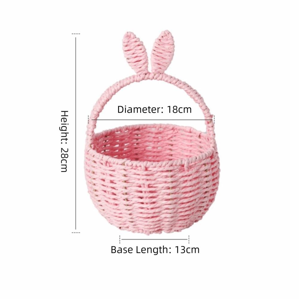 Cartoon Rabbit Ear Storage Basket Multifunctional Hand Woven Basket  Easter Festival Gift