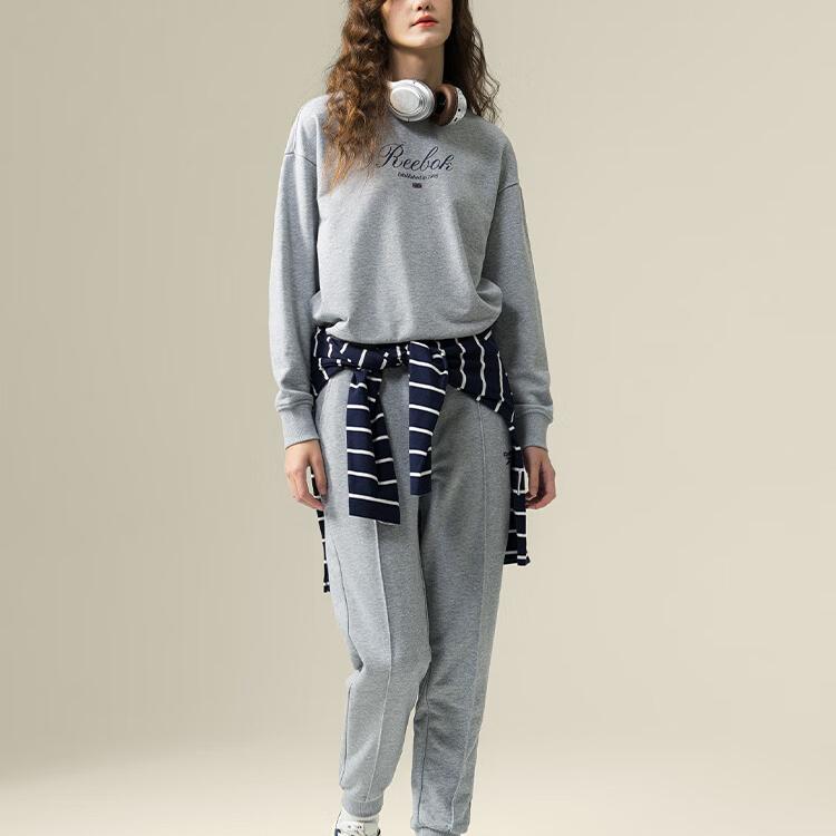 Reebok Круглый вырез свитер с буквенным принтом дышащая толстовка с длинным рукавом женская толстовка светло-серая 24FRM306WGG3