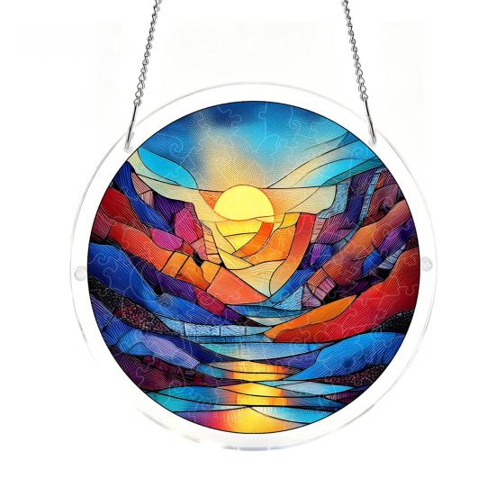Collectible Puzzle Pendant Acrylic Suncatcher, Colorful Window Hanging, 7.48 Inch Sun Catcher Decoration Ornament, Ideal for Gifting And Home Decor