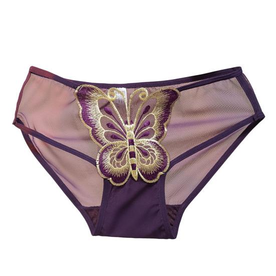Женские трусы с вышивкой в виде бабочки, прозрачные сетчатые трусы со средней талией, эластичные, для первой брачной ночи, для спальни