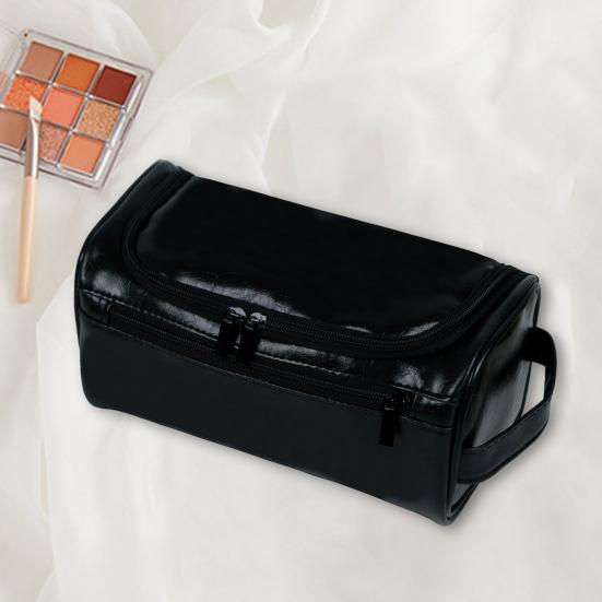 Косметичка с ручкой из водонепроницаемой искусственной кожи с застежкой-молнией, портативная, вместительная, многофункциональная, для туалетных принадлежностей