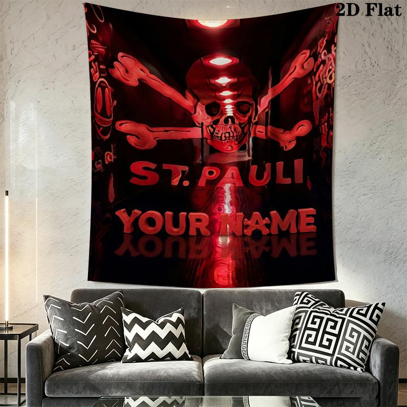 Custom Name ST.pauli Wall Tapestry Aesthetic Wall Hanging Printed Fabric Blanket Decorative Tapestries for Bedroom Living Room Home Decor