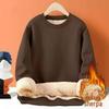 Men's Winter Thickened Lamb Fleece Round Neck Sweatshirt - Solid Color Warm Pullover