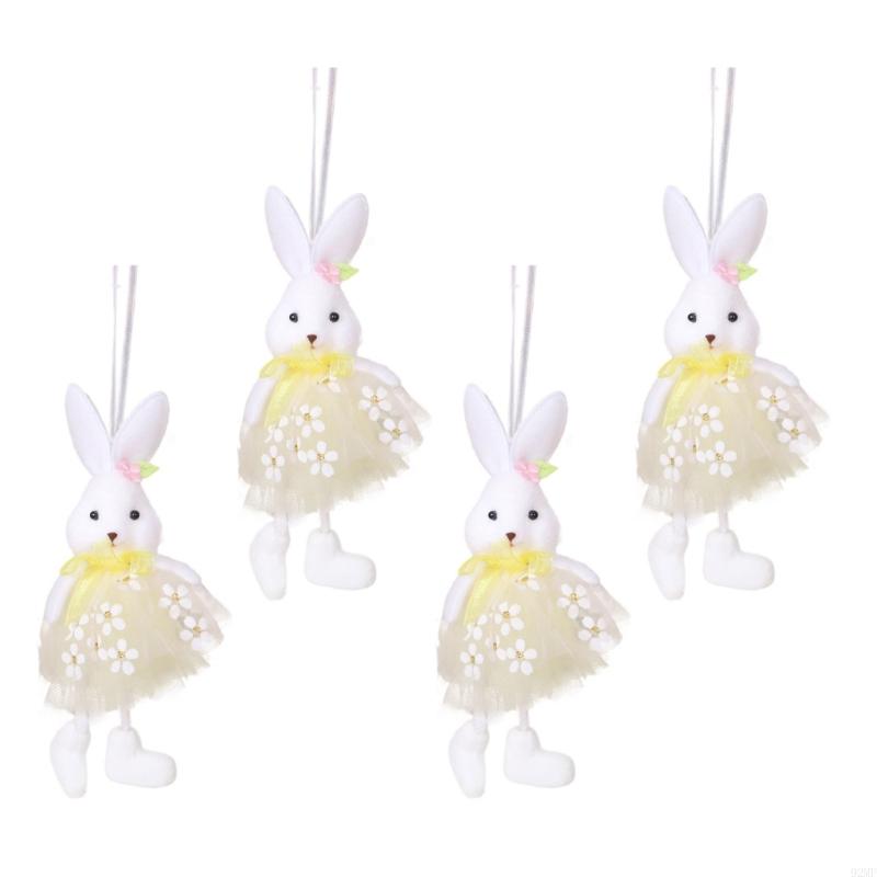 92MF 4Pcs Holiday Bunnies Ornaments Multicolor Hanging Decorations for Party