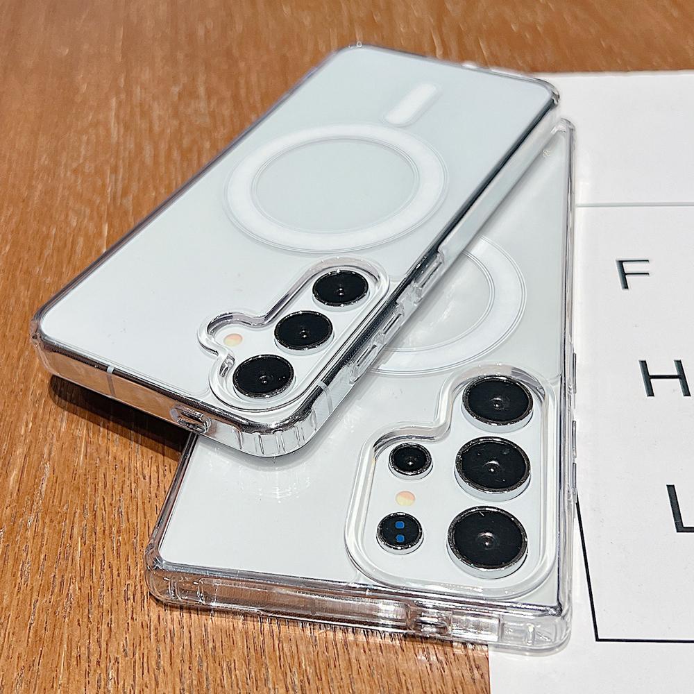 KEYSION Crystal HD Transparent Magnetic Phone Case for MagSafe for Samsung Galaxy A55 5G A35 A15 5G Shockproof Acrylic Back Cover