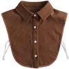Brown/Polka Dots Shirt Detachable Collor for Mens and Women Lapel Stand Button Fake Collar Female Casual Sweater False Collar