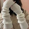 New Winter Arm Sleeves For Women Thicken Warm Knitted Arm Warmers Solid Color Long Sleeve Half-finger Glove Gothic Fingerless Mitten