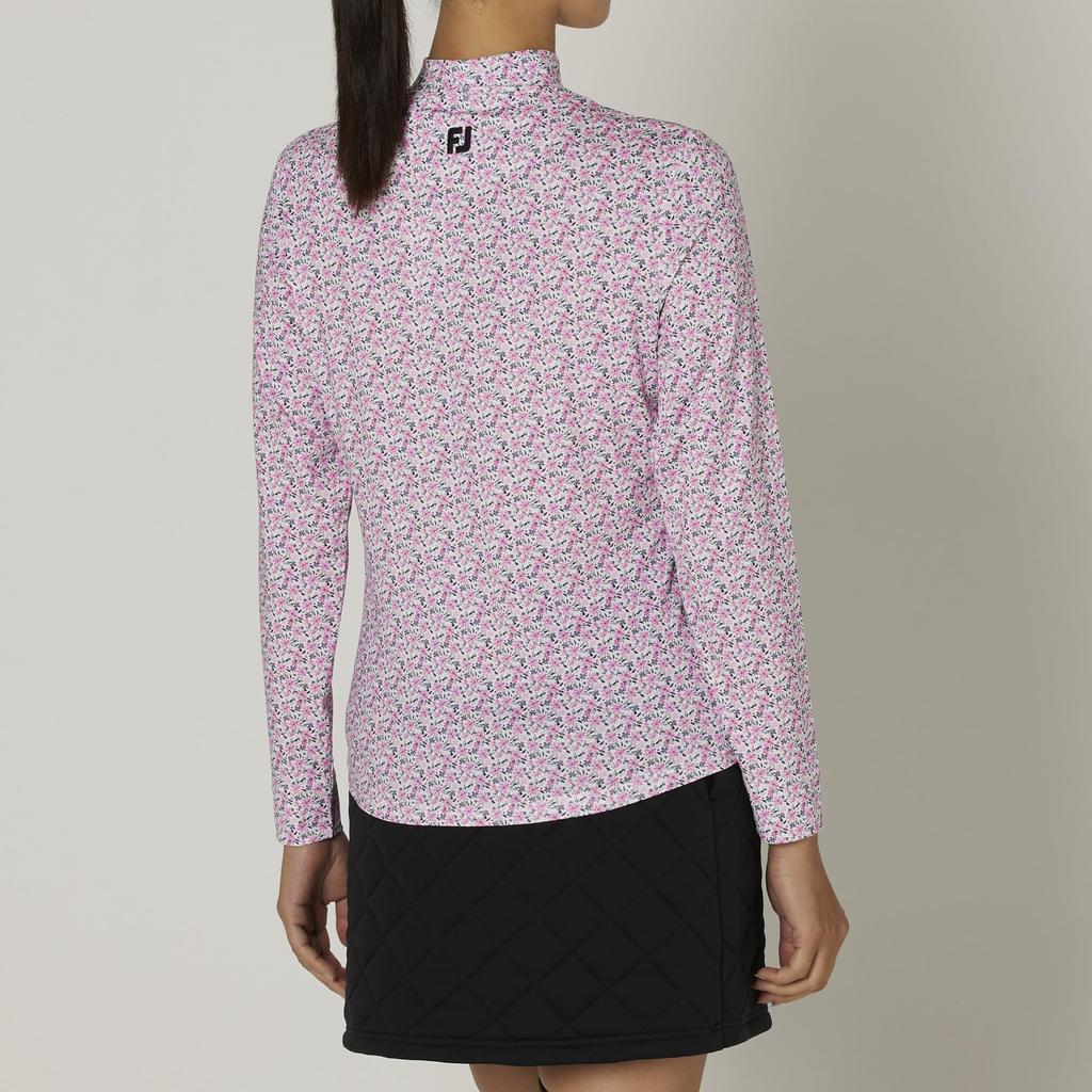 FootJoy Floral Print Long Sleeve Mock Neck Shirt, Pink, Women's, Size Small, FJW-F24-S08, 32276-S
