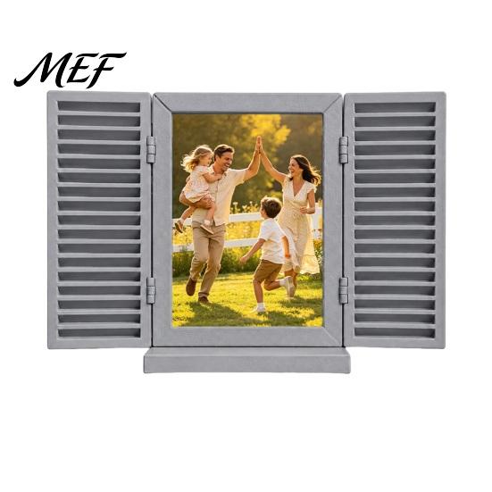 Travel Photo Display Frame Key Holder with Hidden Storage Shelf, Mediterranean-Style Window Mail And Organizer Stand, Functional Entryway Blinds Decor