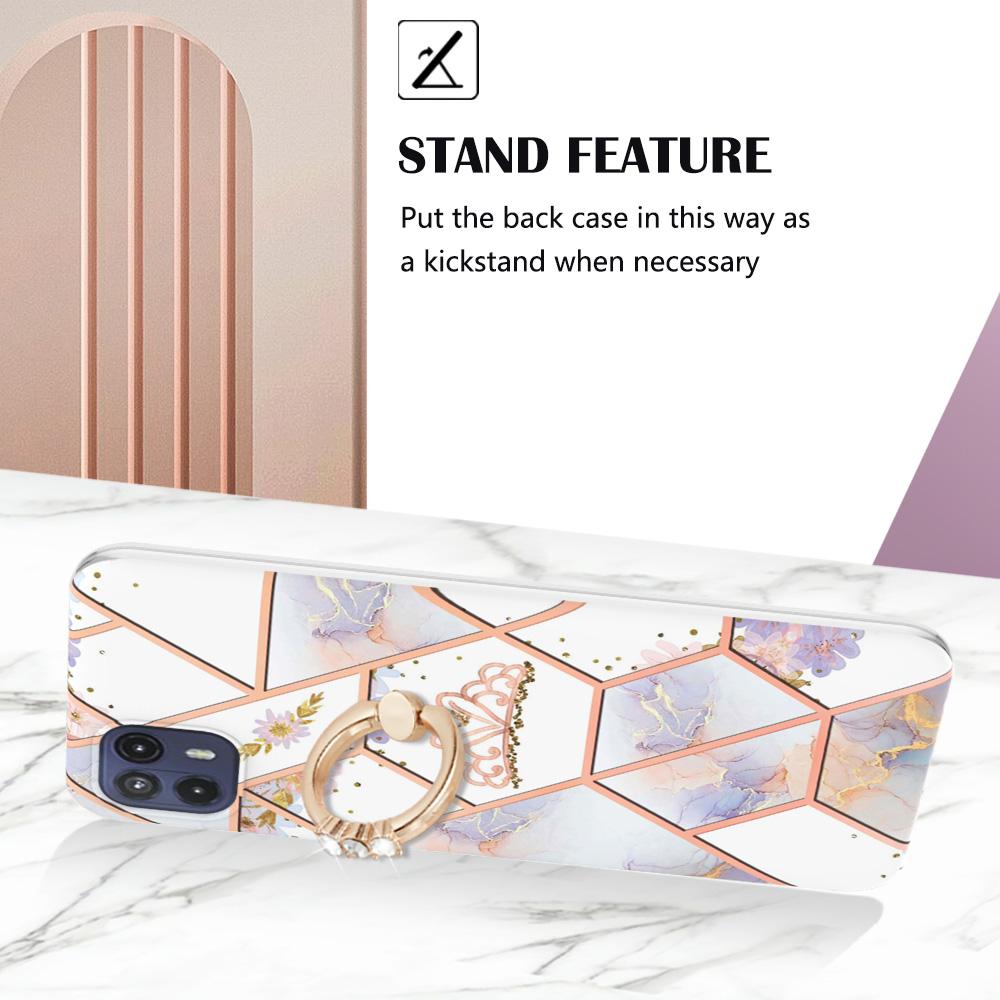 Ультратонкий чехол для телефона IMD ​​с золотой каймой и сеткой из мрамора и цветов для Motorola Moto E20, E30, E40, G31, G41, G50, G51, G71, G10, G20, G30, G40, G60...