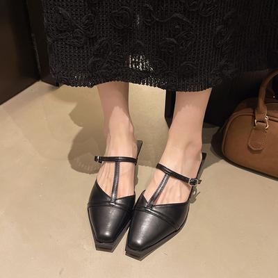 Леопардовые кожаные квадратные тапочки-пучки для женщин, летняя уличная обувь, летняя новинка, нескользящие, на низком каблуке, римские туфли