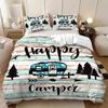 3-piece Set,happy Camper and Forest Pattern Printed Bedding Set, Queen, King, Double Bed, Party  Funny and Creative Bedding Set