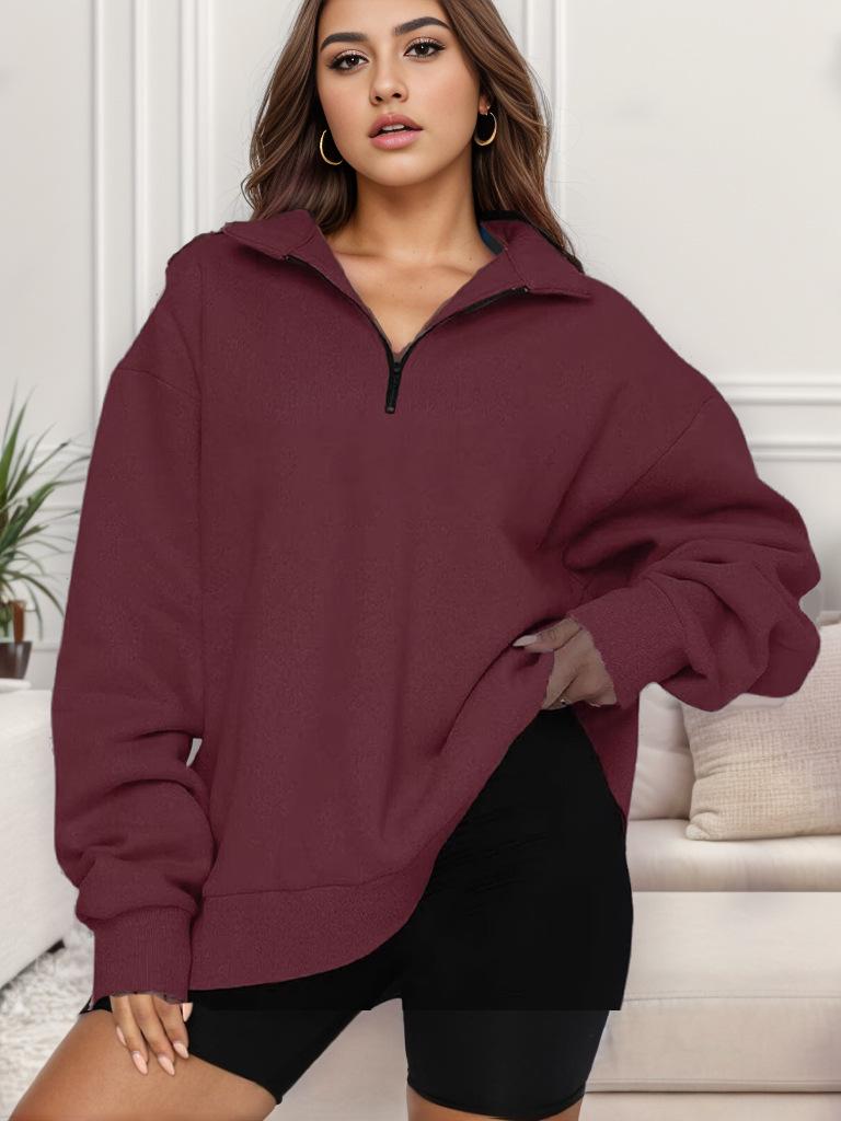 Женский повседневный худи-свитшот с полумолнией и длинным рукавом, Осень/Зима 2023