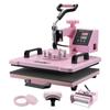 VEVOR Heat Press Machine 300 x 380 mm 5 in 1 Heat Transfer Machine Pink, for T-Shirts, Mugs, Hats, and Plates, with 30 oz Tumbler Press