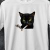 Smoking Cat Y2K Shirt, Vintage Black Cat Tee for Men Women, Edgy Retro 90s Grunge T-shirt, Aesthetic Tee, crazy t shirt, Black cat smoking