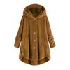 Women's Coat Button Plush Solid Color Hooded Jacket