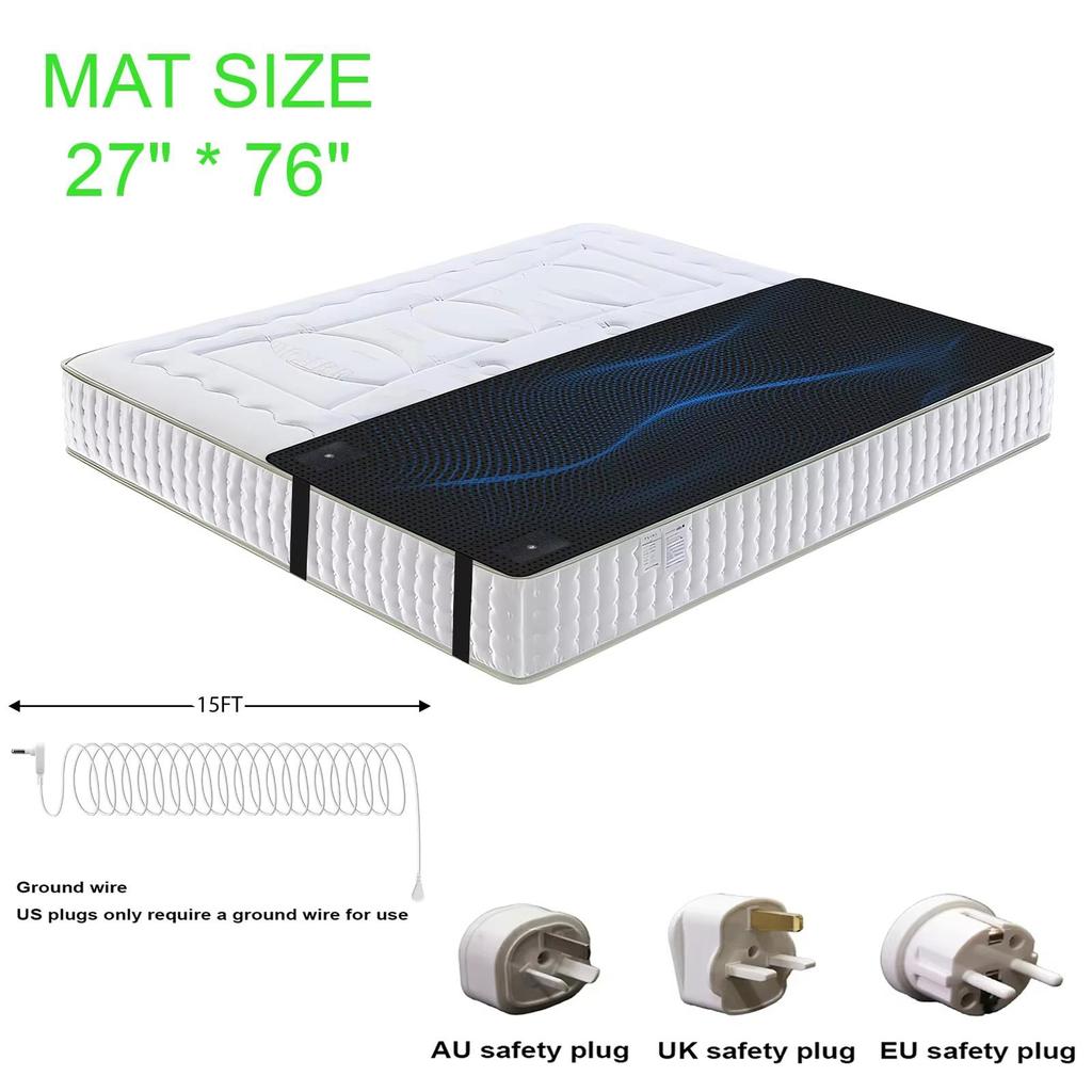 Заземляющий коврик 27×76 дюймов для лучшего сна, облегчения боли и снижения стресса - Заземляющий коврик с заземляющим шнуром, идеально подходит для сна