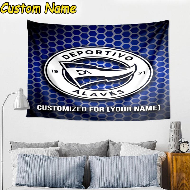 Custom Name Deportivo Alaves Emblem Tapestry Room Decoration Wall Hanging for Living Room Bedroom, dormitory, Birthday and Christmas gifts