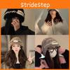 Warm Fashionable Knit Hat For Women Trendy Fluffy Beanie With Cute Patch Bear