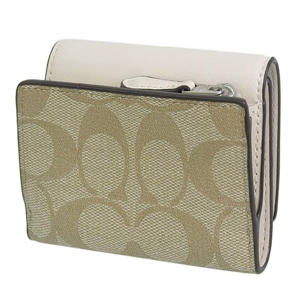 Кошелек складной трехслойный кошелек мини-кошелек компактный фирменный кошелек микро CM761 [Coach] женский (СВЕТЛЫЙХАКИ/МЕЛ/Белый) [Элемент]