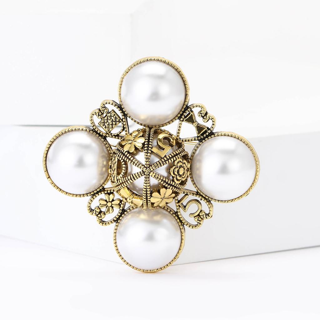 Винтажная брошь из сплава в стиле барокко с жемчугом, модная брошь для дамской одежды, украшение для корсажа