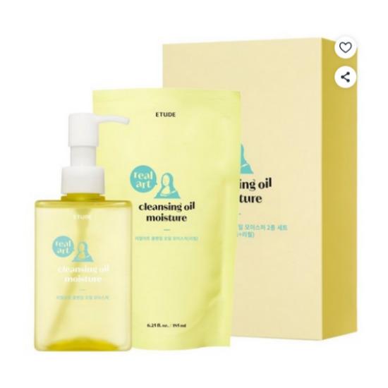 ETUDE Real Art Масло для очищения кожи с увлажняющим эффектом Набор Глубокое удаление макияжа Увлажняющее средство для умывания 185 мл + Сменный блок 185 мл
