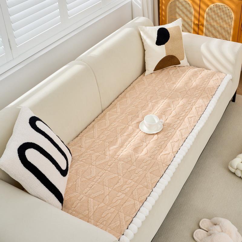Премиальная цельная подушка для дивана Осенне-зимняя плюшевая подушка для сиденья Не теряет ворс, Тканевое полотенце-чехол для дивана Зимний новый чехол