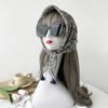 58 * 58cm Four Seasons Available New Fresh Baotou Towel Cashew Fragrant Color Contrasting Breathable Sunscreen Silk Scarf Lightweight Triangle Scarf