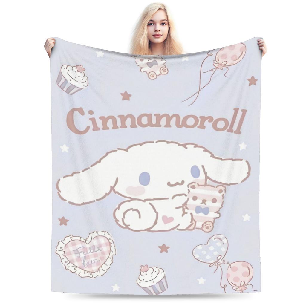 Kawaii Cinnamoroll Fleece Blanket Sanrio Cute Cartoon Dog Vintage Throw Blanket for Home Hotel Sofa 200x150cm Rug Piece