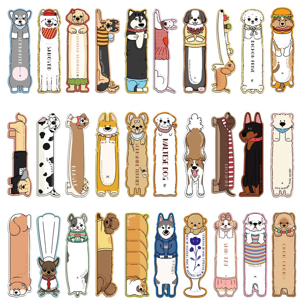 30pcs Reading Dog Theme Bookmarks Cute Reading Pages Book Tags Student Creative Gifts Decoration Page Tags Cards