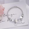 Lucky Four Leaf Clover Butterfly Beaded Bracelet For Women Stainless Steel Minimalist Fashion Jewelry