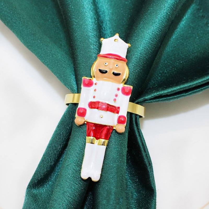 Фестивальные металлические держатели для салфеток с дизайном рождественского солдатика 6 шт. Прочный незаменимый элемент для сервировки кухонного стола