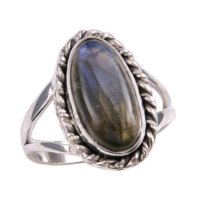 Natural Labradorite Gemstone 925 Solid Sterling Silver Jewelry Ring Size 10 k2P02