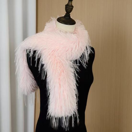 Women Scarf Solid Color Imitation Turkey Feathers Long Scarf Autumn Winter Warm Scarf Daily Party Street Wear