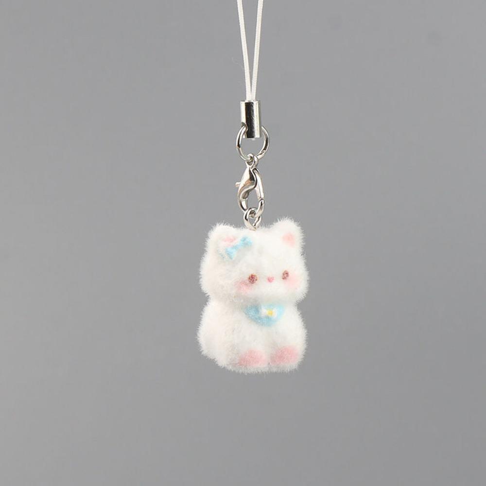 10Pcs Resin Cute Cat Keychain 3D Doll Pendant Phone Lanyard Key Chains Phone Accessories