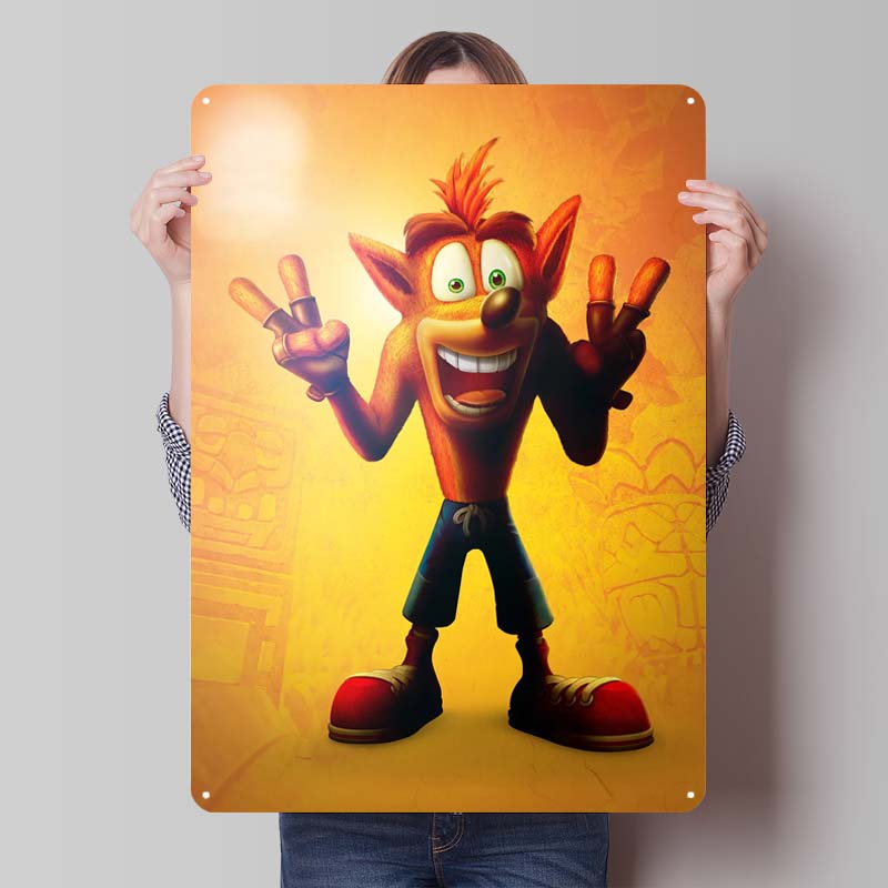 Постеры Crash Bandicoot Классическая игра Металлические таблички Настенное искусство Мурал На заказ Жестяные таблички для геймеров Украшение игровой комнаты Ретро